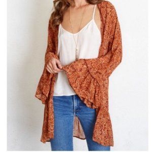 Chan Luu Floral Kimono With Bell Sleeves - Small